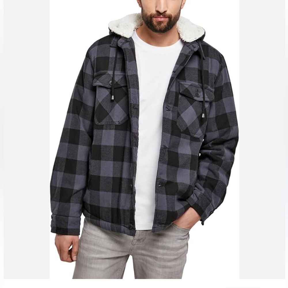 Men's Black Plaid Military Jacket
